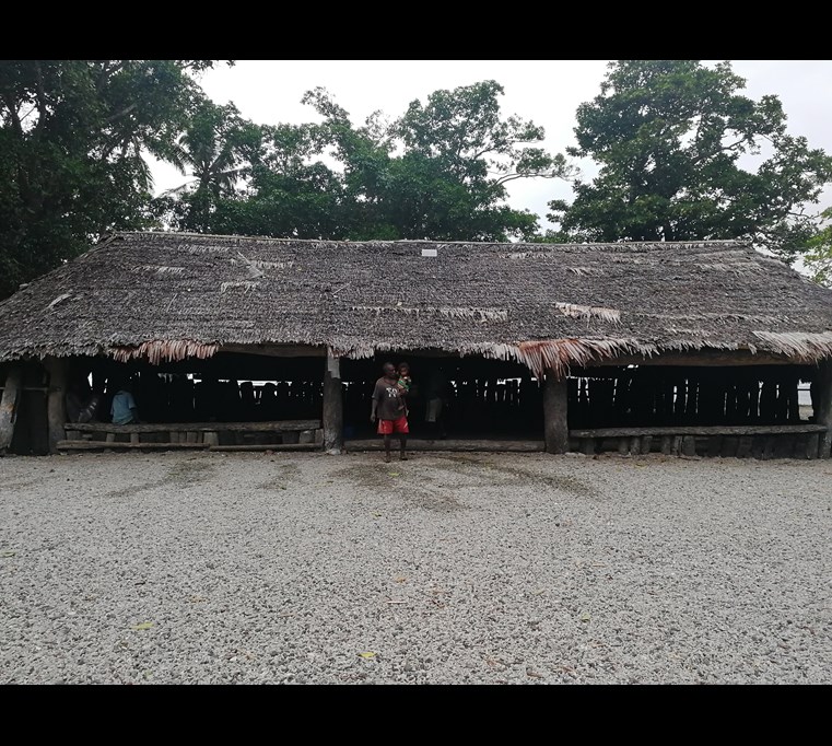 The nakamal or meeting house in Nikaura village, Epi Island, Vanuatu, where Lewo language is spoken (© M. Franjieh 2019)
